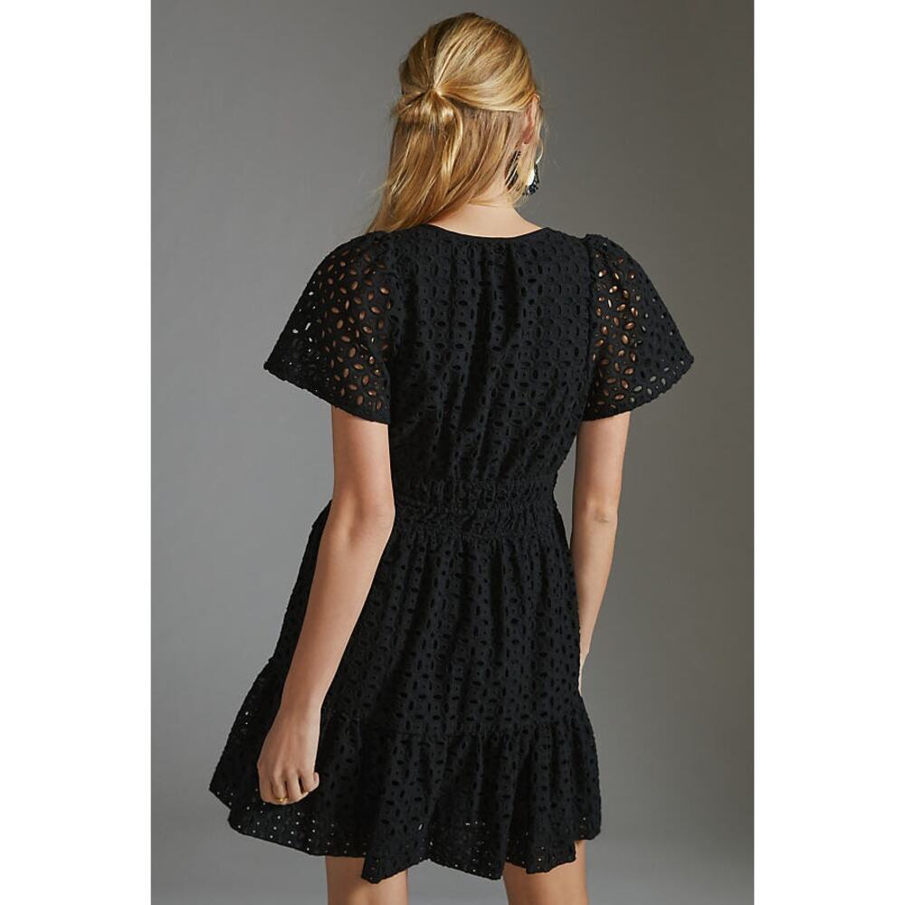Anthropologie Black Somerset Eyelet Mini Dress Size XSP Petite - Picture 2 of 7